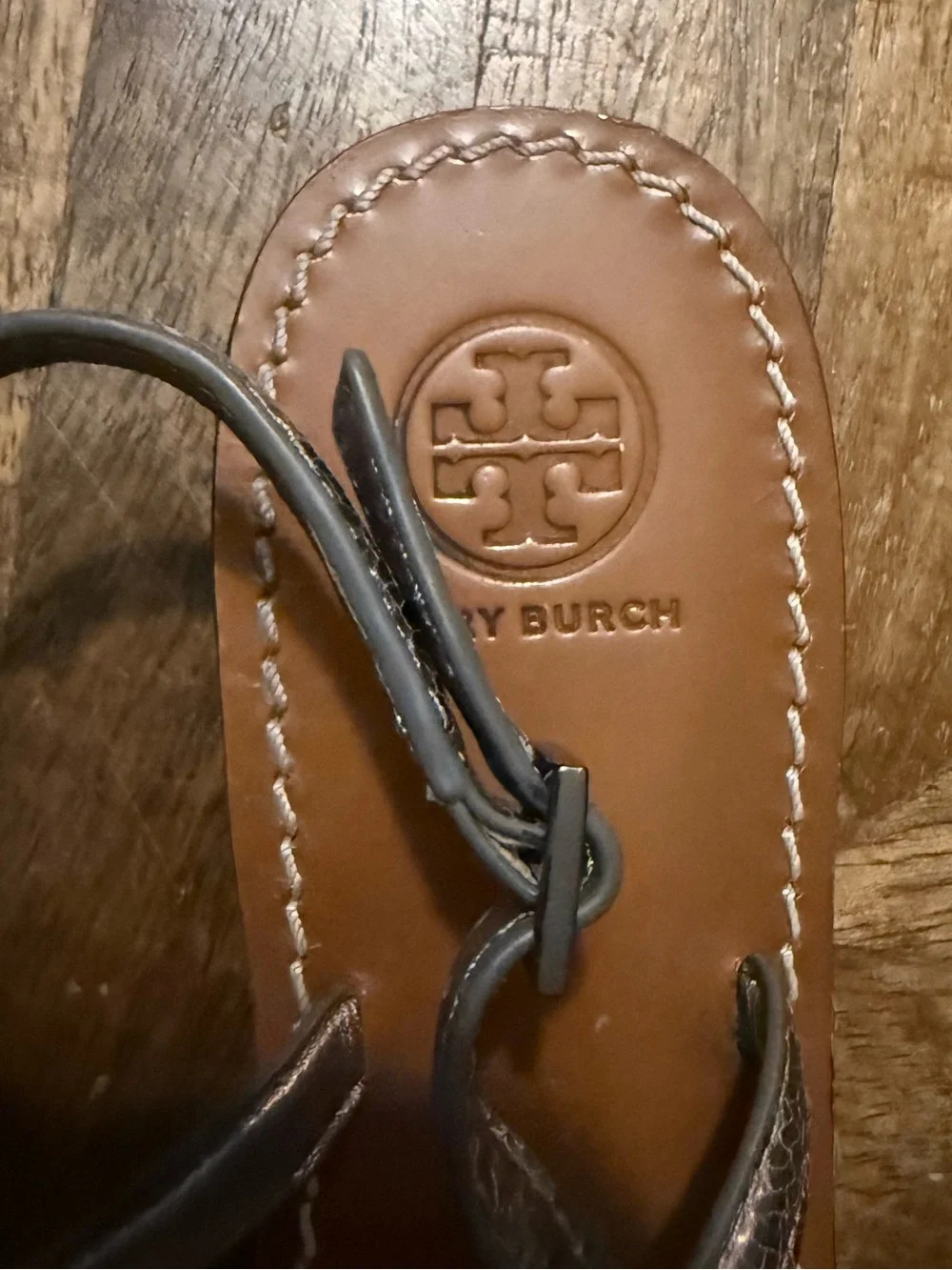 Tory Burch Pave Bow Thong Leather Sandals 7.5